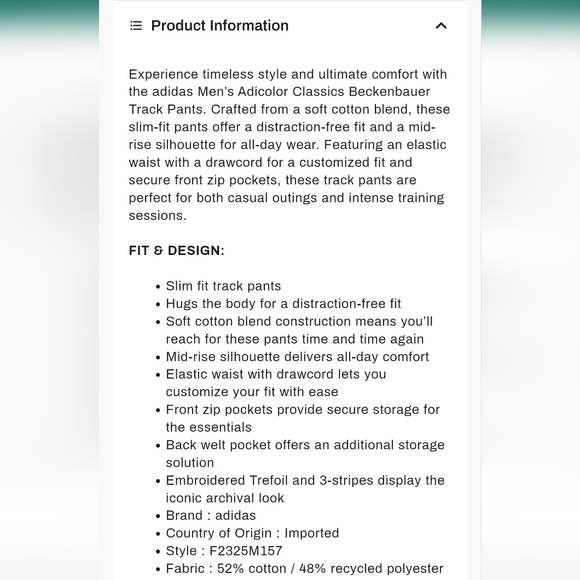 Adidas Classics Beckenbauer Track pants Mens Size M L XL Blue JP2525 - Picture 3 of 9